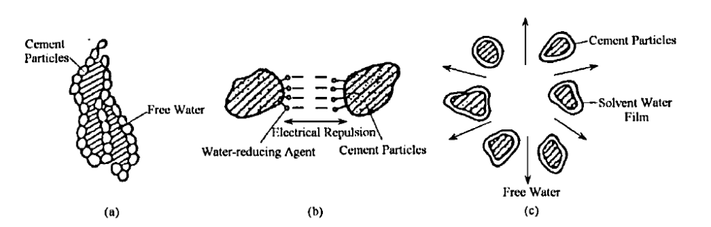 cement particles and water-reducing admixture