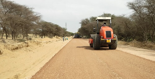 Rolling of WBM road
