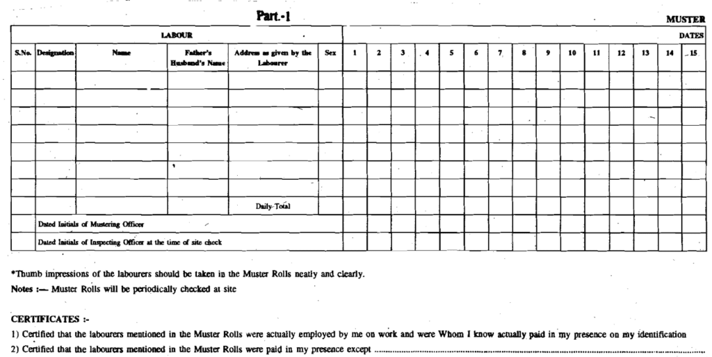 Part-1, Muster roll Form
