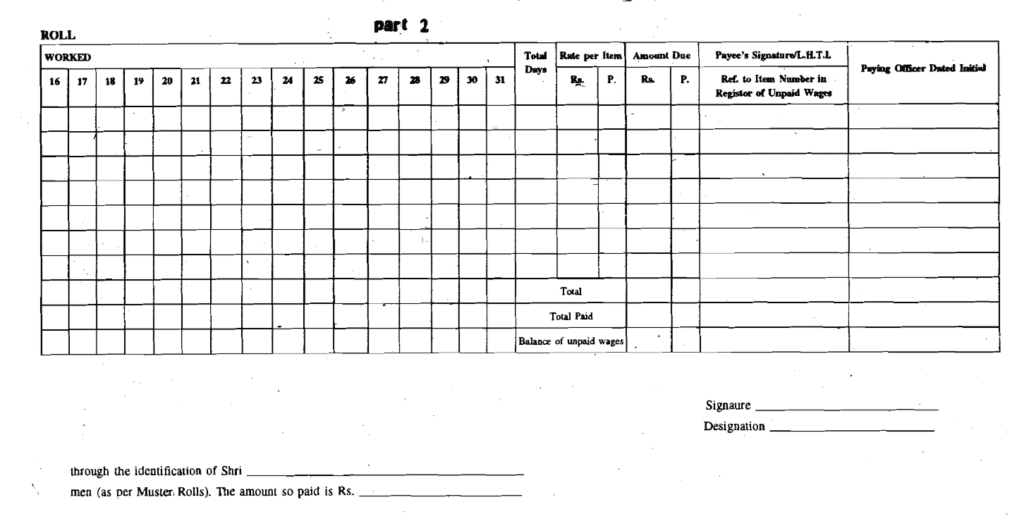 Past 2, Muster Roll Form
