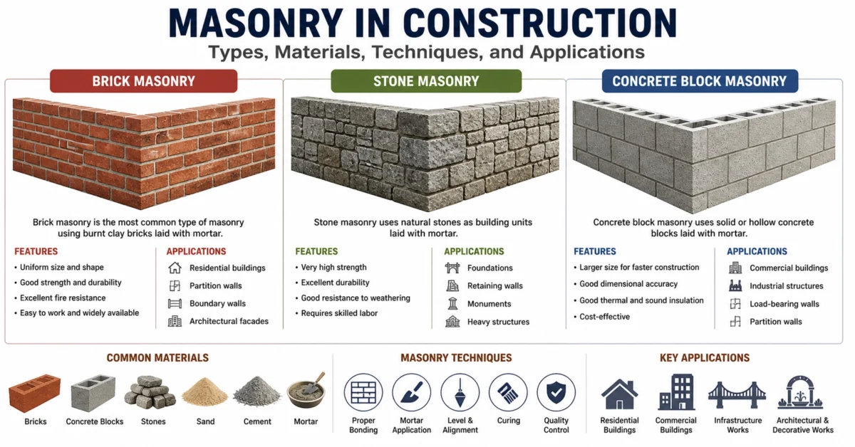 Masonry in Construction: Types, Materials, Techniques, and Applications (Complete Guide: 2026)